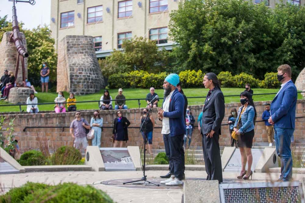 MIKAELA MACKENZIE / WINNIPEG FREE PRESS
NDP leader Jagmeet Singh declared his solidarity with First Nations at the Oodena Circle at The Forks.