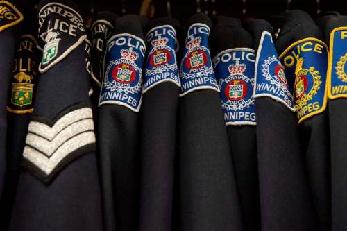 ALEX LUPUL / WINNIPEG FREE PRESS
A variety of Winnipeg Police jackets are also on display.