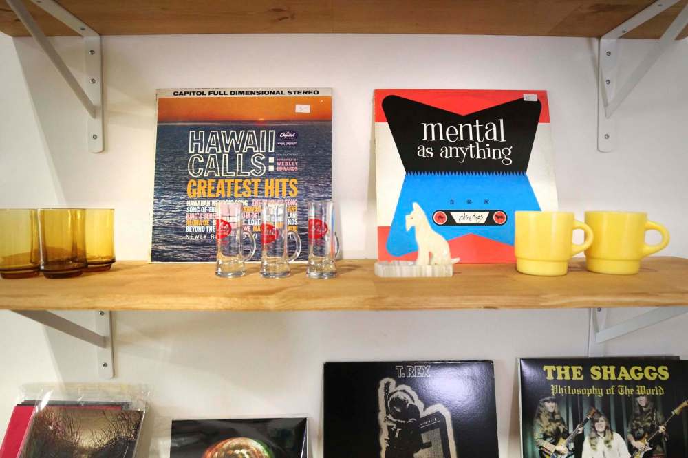 Rare and odd LPs fill some shelves. (Ruth Bonneville / Winnipeg Free Press)