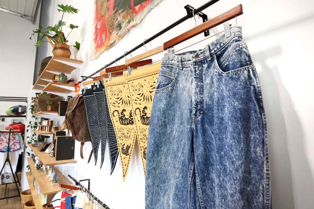 Retro clothing along with hand-printed items and locally made wares. (Ruth Bonneville / Winnipeg Free Press)
