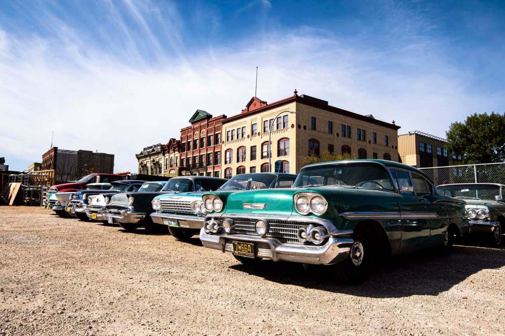 MIKE SUDOMA / Winnipeg Free PressVintage Cars from the 1940’s to 1960’s lined up in a lot waiting for their chance to be used on the set of a new horror movie titled “Dark Harvest” filmed in downtown Winnipeg. The film is a screen adaptation of a Norman Partridge horror novel of the same name.September 10, 2021
