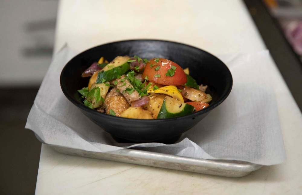A Tuscan Panzanella bowl from the savoury side of the menu. (Jessica Lee / Winnipeg Free Press)