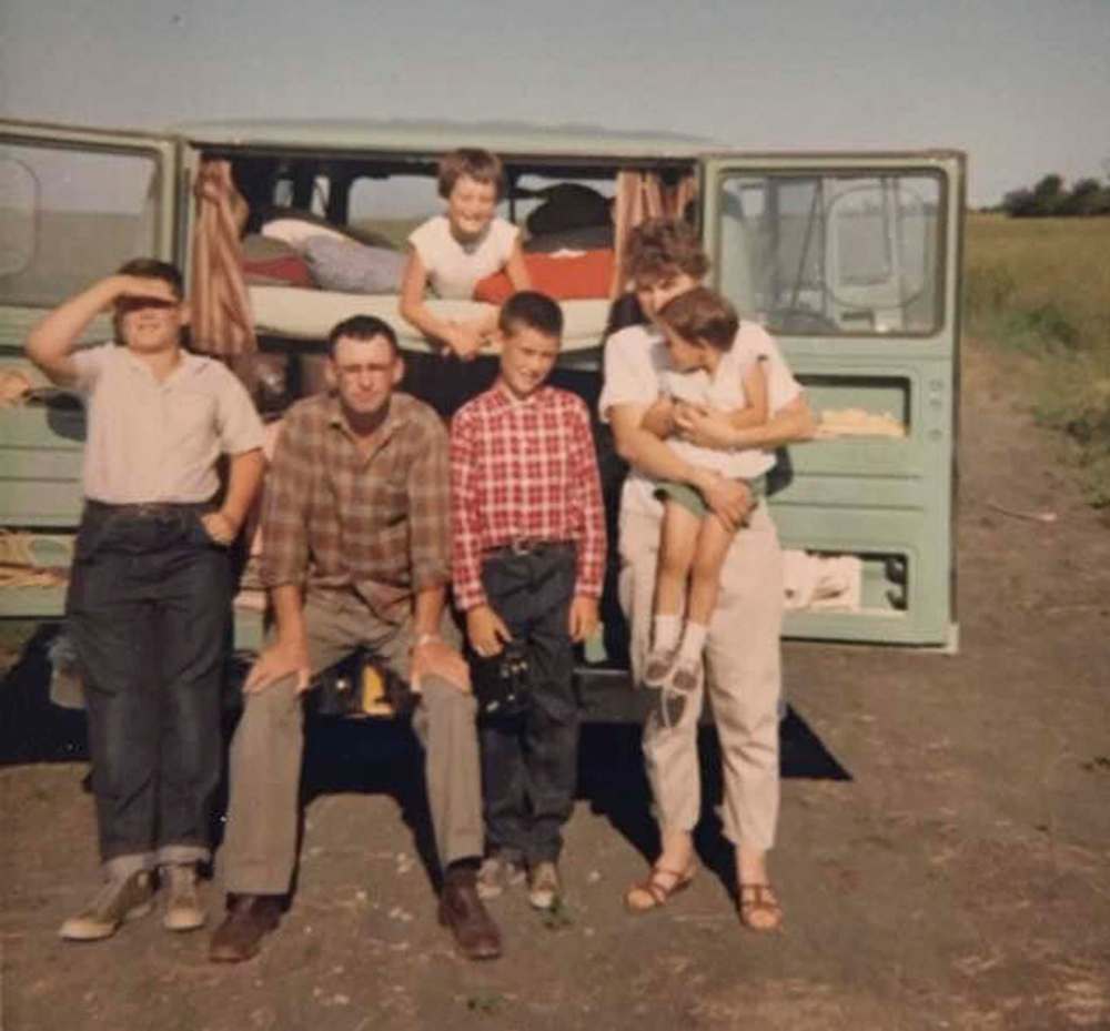 The Rance family in 1966: Rolling with the punches: Rather than fret after a six-inch rain ruined the crop in July 1966, the Rances piled into their van and headed off to the mountains for a camping holiday. (Supplied)