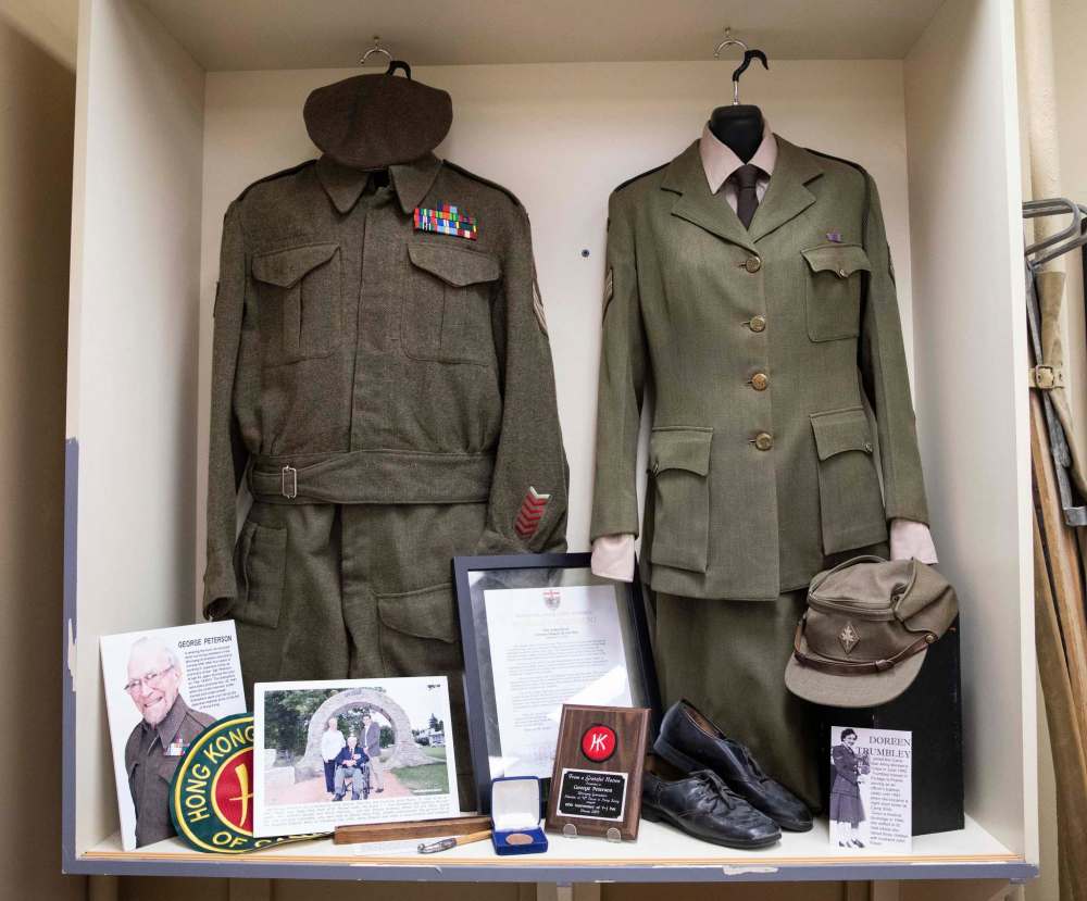 The uniform of St. Vital’s George Peterson of the Winnipeg Grenadiers. (Jessica Lee / Winnipeg Free Press)