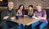 JESSICA LEE / WINNIPEG FREE PRESS
Kelly Parker, along with morning show hosts Tom McGouran and Vicki Shae, and fellow on-air host Alix Michaels, found out Wednesday they would no longer be working at classic rock station, 94.3 The Drive.