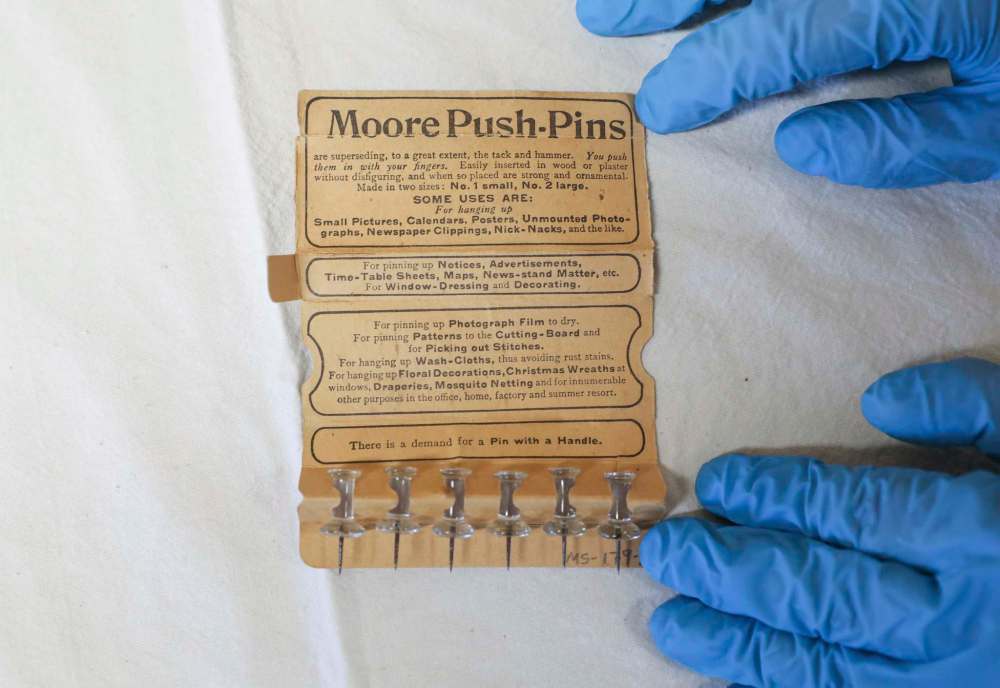 ‘I like the idea of something so trivial, like a box of pins or a box of bobby pins can become an artifact.’ (Jessica Lee / Winnipeg Free Press)