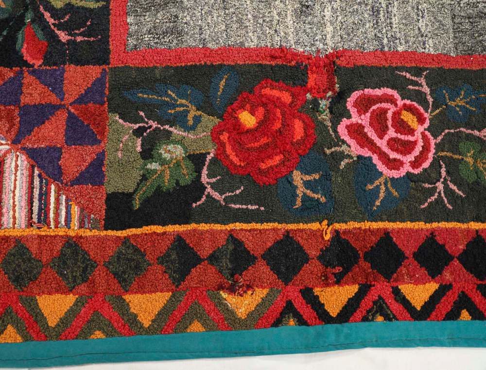 This rug, by Maria Grant Breland, daughter of Métis leader Cuthbert Grant, will be included in the upcoming Winnipeg Art Gallery exhibition, A Hard Birth. (Jessica Lee / Winnipeg Free Press)