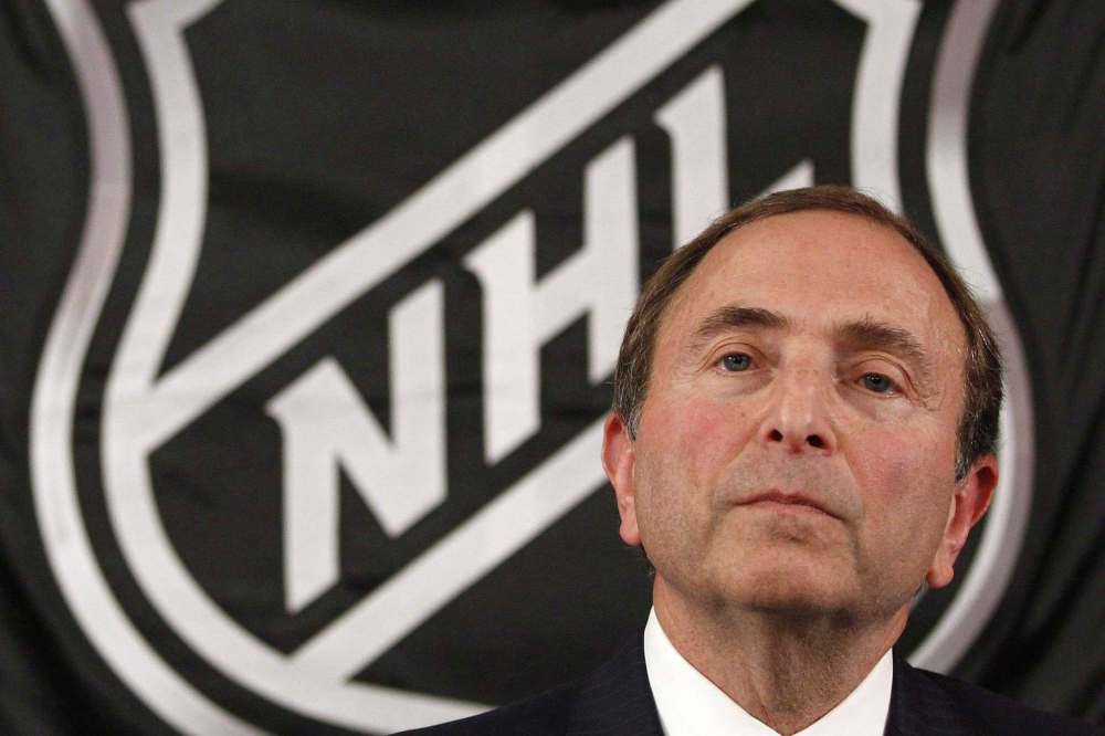 NHL Commissioner Gary Bettman (above) will meet with Jets GM Kevin Cheveldayoff on Monday. (Mary Altaffer / The Associated Press files)