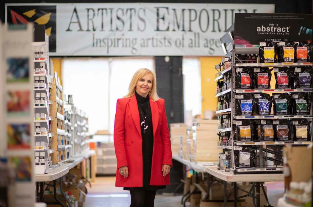 JESSICA LEE / WINNIPEG FREE PRESS
President and owner of Artists Emporium Janeen Junson at AE’s current location on St. James Street.