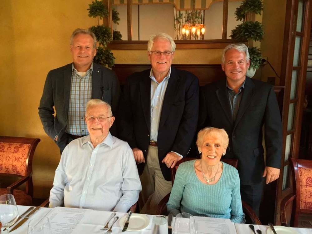 Submitted
Top Row: Sons Glen, Bruce and Scott; Bottom: Gordon and Florence enjoying dinner at 529 Wellington in 2015.