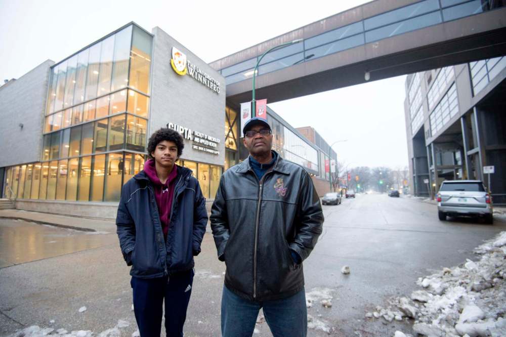 Kevin Toney (right) was banned from the Duckworth Centre for bringing his son Kai (left) to a workout with him. (Mike Sudoma / Winnipeg Free Press)