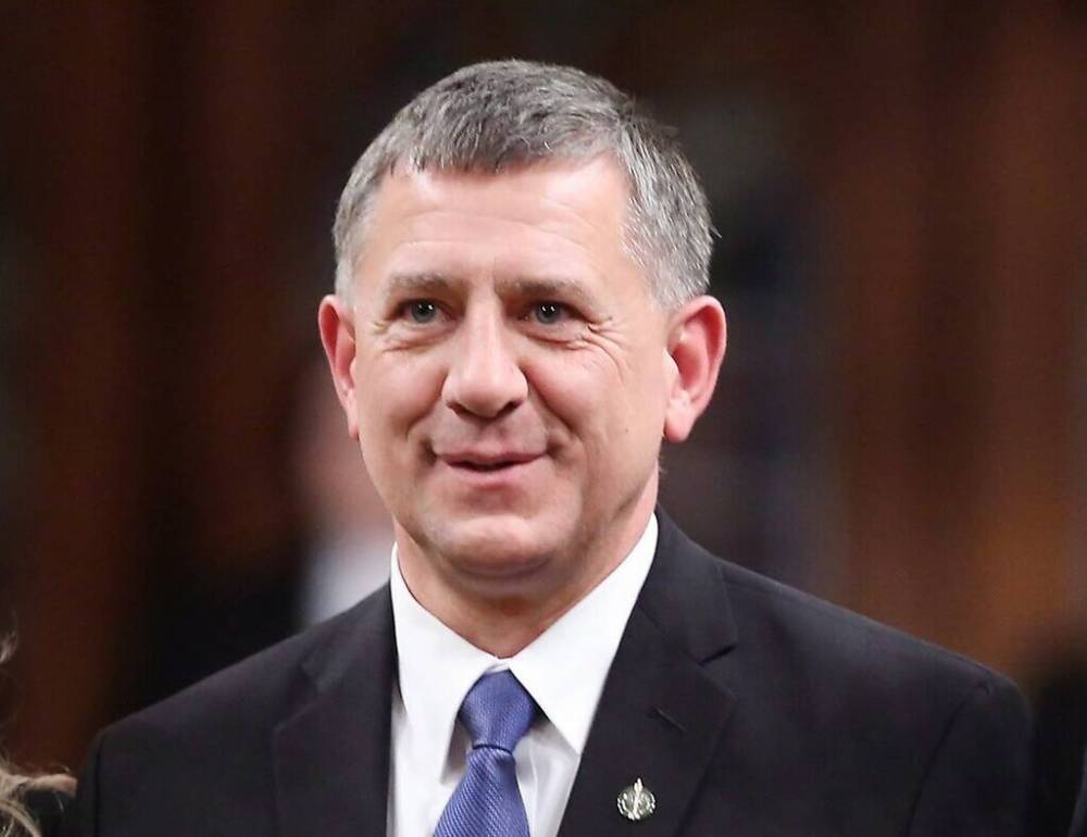 FRED CHARTRAND / CANADIAN PRESS FILES
Provencher MP Ted Falk spoke virtually Friday, appearing on a screen in the House of Commons, outside of which a truckers convoy had been parked for seven days.