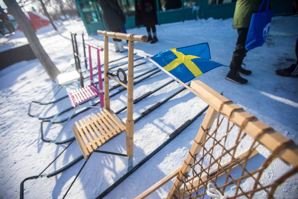 Kicksleds can be pushed from behind with a kicking motion or pulled by a dog. (Mikaela MacKenzie / Winnipeg Free Press)