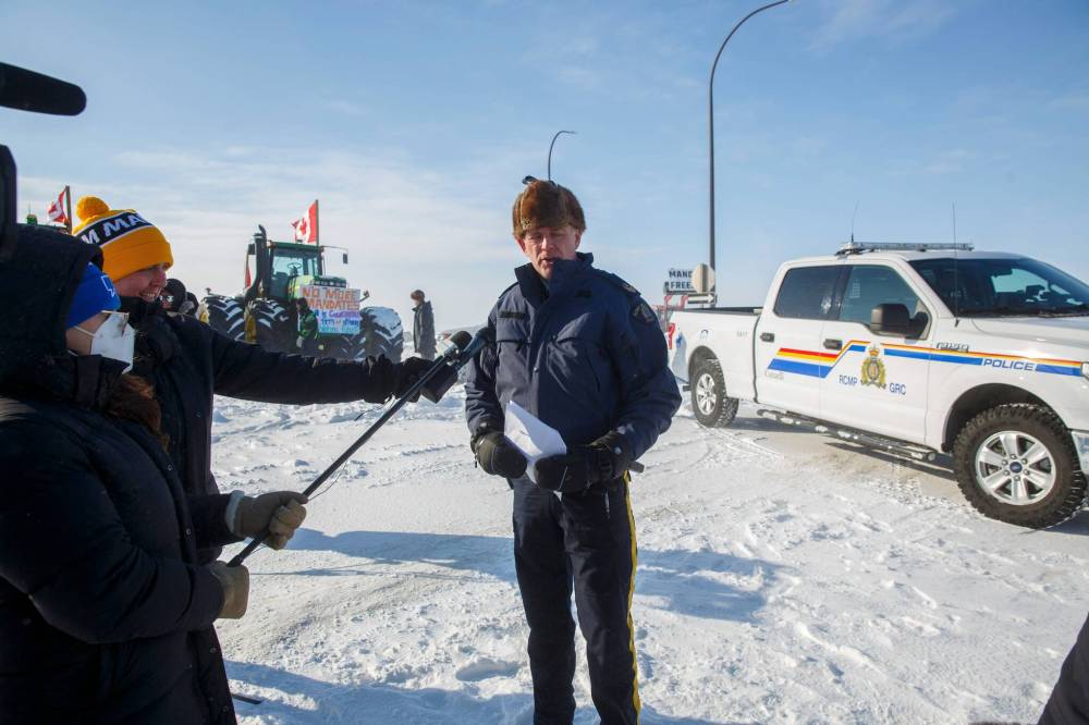 MIKE DEAL / WINNIPEG FREE PRESS
“They wanted to get their message across, which I believe they have, and we wanted to make sure they understood where we were coming from,” said Sgt. Paul Manaigre.