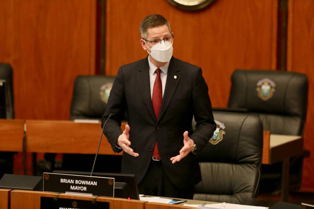 RUTH BONNEVILLE / WINNIPEG FREE PRESS
Winnipeg mayor Brian Bowman would like the city’s mask mandate to continue despite the province’s planned removal of a public health order that masks be worn in indoor public places.