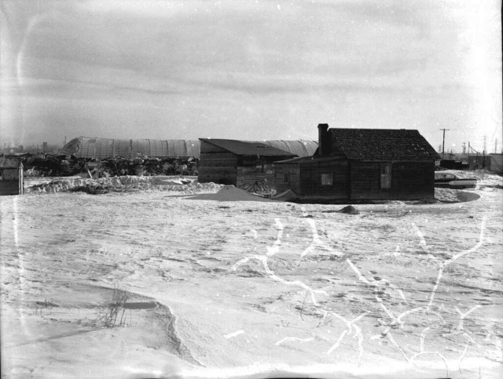 Rooster Town in March 1959. (Gerry Cairns / Winnipeg Free Press Collection, Archives of Manitoba)