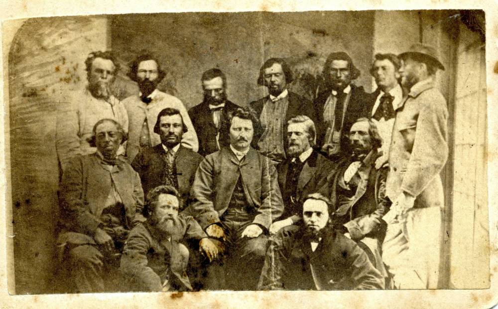 University of Manitoba Archives and Special Collections
An 1870 photo of Louis Riel (centre) and members of a provisional government is at the heart of Kwaata-Nihtaawakihk — a Hard Birth.