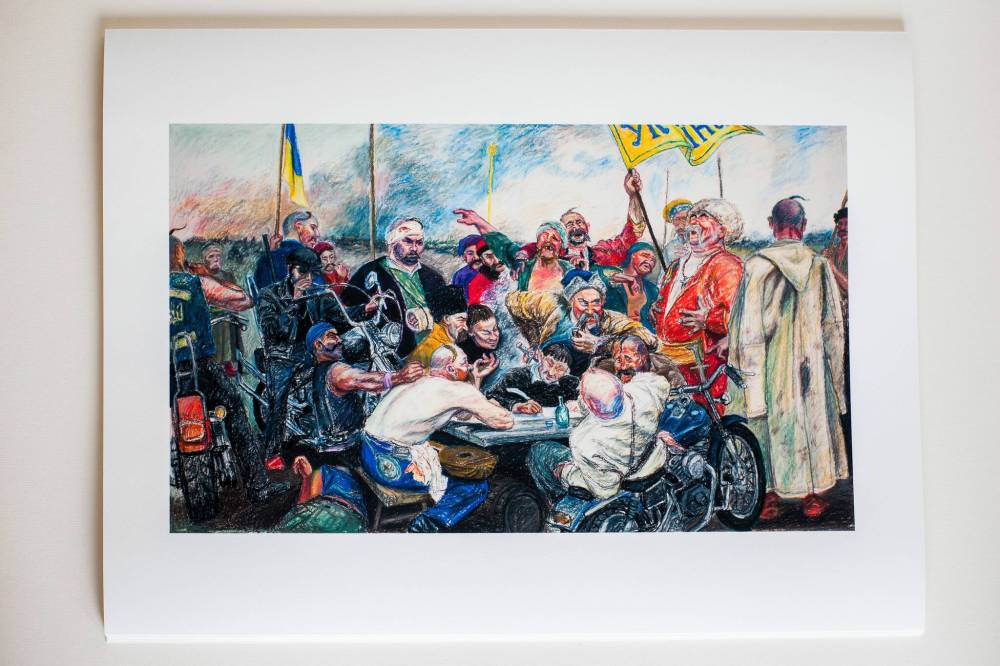 MIKAELA MACKENZIE / WINNIPEG FREE PRESS
Michael Boss’s Ukrainian Kozaks Send a Letter to Putin is based on an 1891 work by Illya Repin.