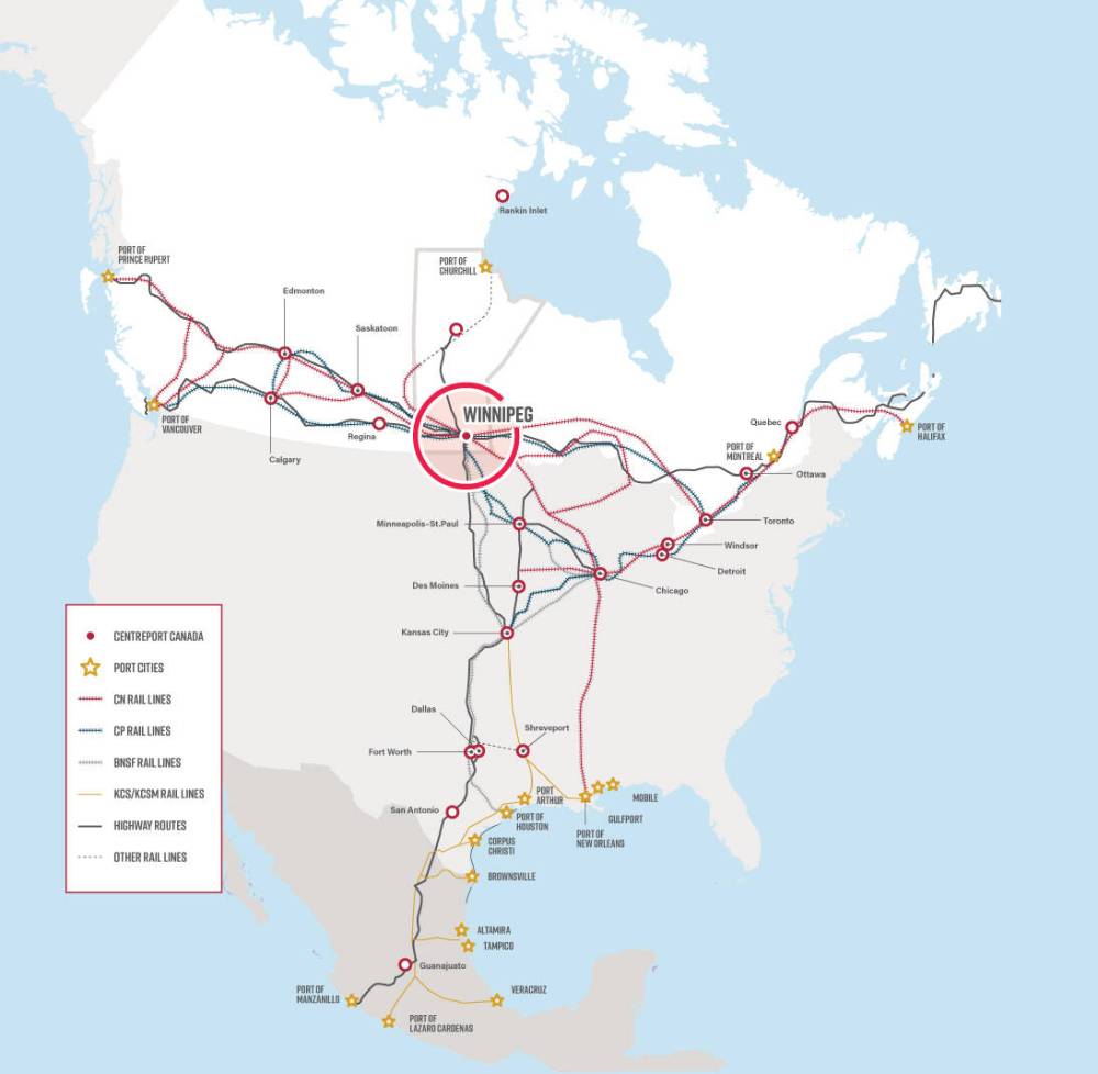 Winnipeg hopes to use its central advantage to be a distribution hub. (Supplied)