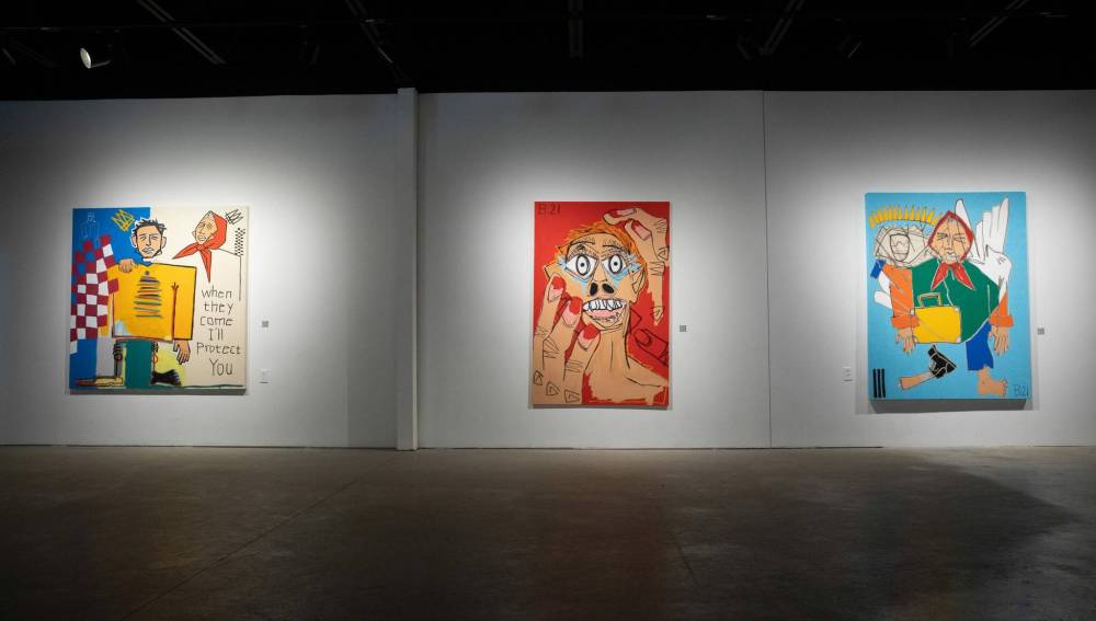 JESSICA LEE / WINNIPEG FREE PRESS
Contrary to the way we might think of war zones, Winnipeg artist Bistyek’s paintings are full of colour.
