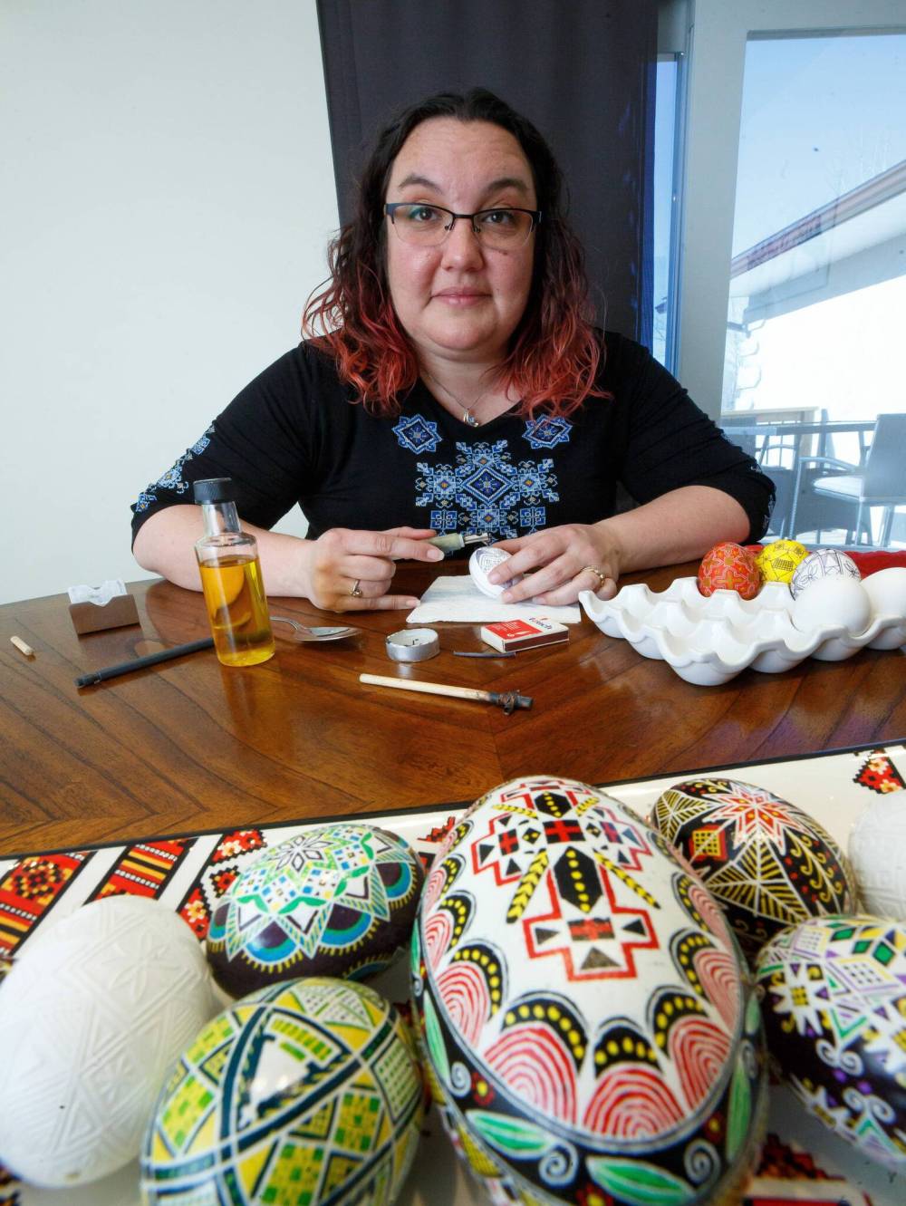 Tracy Rossier has been making and selling Ukrainian pysanky eggs for years.