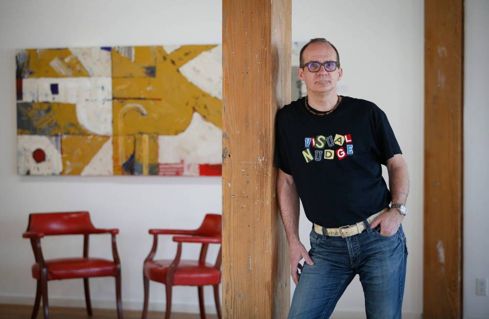 JOHN WOODS / WINNIPEG FREE PRESS
Andrew S. Hiebert’s new exhibition features works that incorporate the Confusion Corner sign.