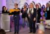 Southern Chiefs’ Organization Grand Chief Jerry Daniels gifts hides to Hudson’s Bay Company governor Richard Baker (left) at the transfer ceremony in Winnipeg Friday. THE CANADIAN PRESS/John Woods