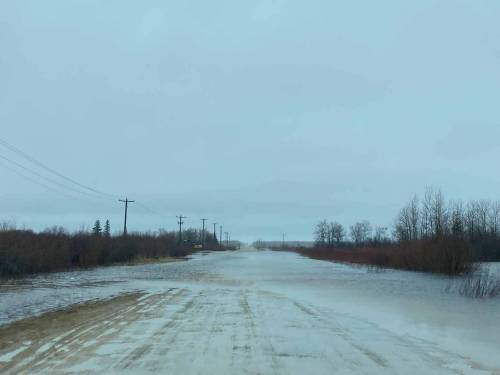 Flooding is shown in Peguis First Nation. Roughly a quarter of the community’s homes have been impacted by flooding, Chief Glenn Hudson of
Peguis First Nation said Sunday afternoon. (Submitted)