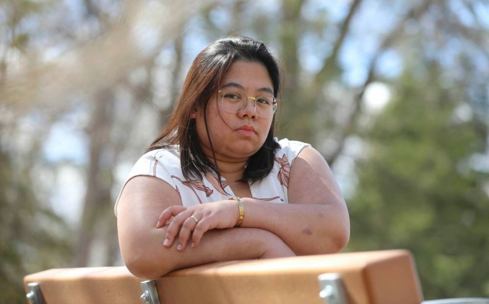 Gretchen Marasigan-Esteva tried hiding under a desk but her assailant kept coming at her trying to stab her. She fled to a bathroom where the man tried getting in. (Ruth Bonneville / Winnipeg Free Press)