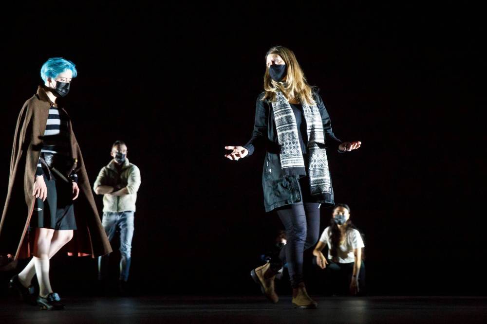 ‘We have been through such a journey through the pandemic that this concept of transformation was very inspiring to me,’ says director Kelly Thornton (right), speaking to Em Siobhan McCourt, during a technical rehearsal for Orlando. (Mike Deal / Winnipeg Free Press)