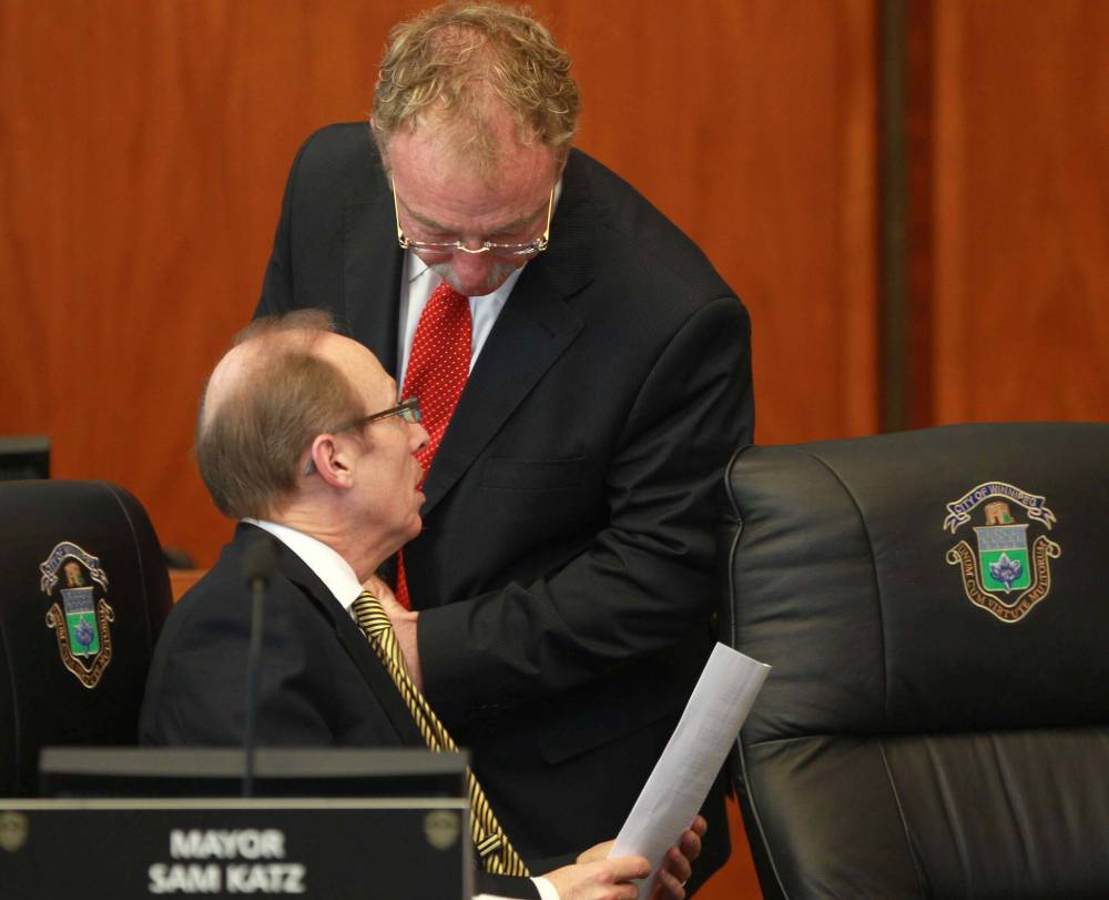 The FINTRAC records obtained by the RCMP included information on electronic banking transfers connected to Sam Katz’s (left) and Phil Sheegl’s (right) financial interests in the United States. (Joe Bryksa / Winnipeg Free Press files)