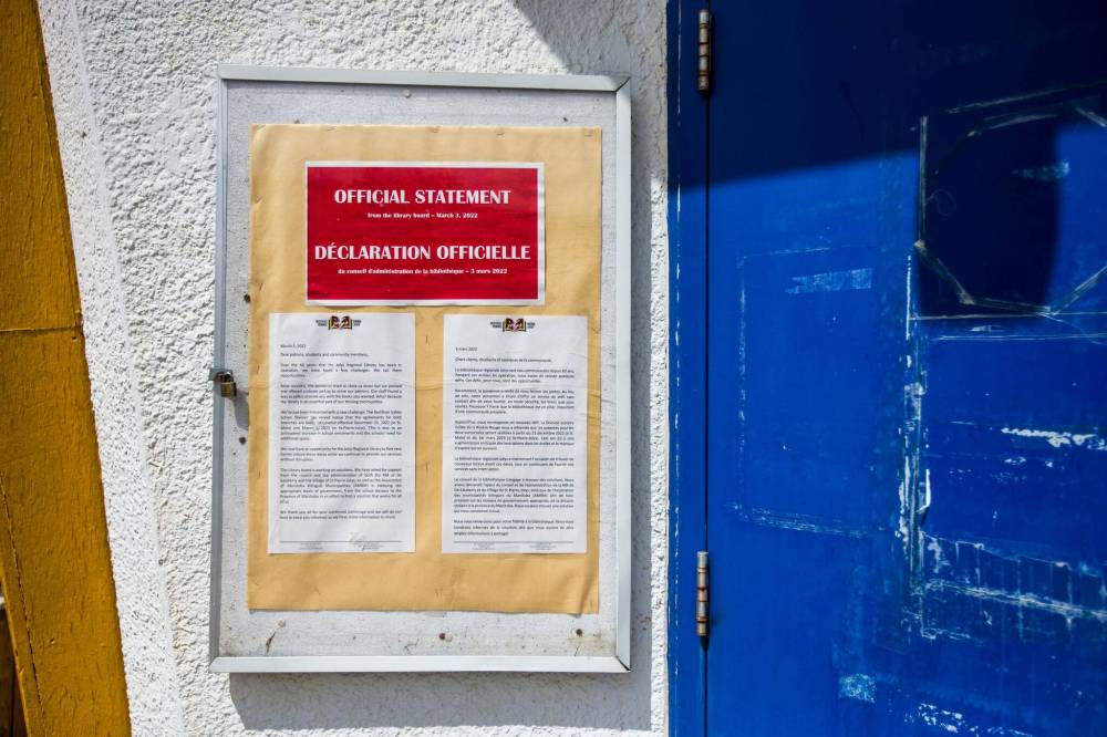 MIKAELA MACKENZIE / WINNIPEG FREE PRESS
An eviction notice was issued to the library on March 1, which gives the institution 12 months to vacate the premises