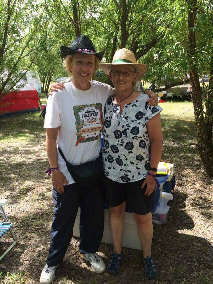 Supplied
Denise Munn (right, with past volunteer Rosemary Casey) is driving to Birds Hill Park from Nova Scotia to volunteer at folk fest.