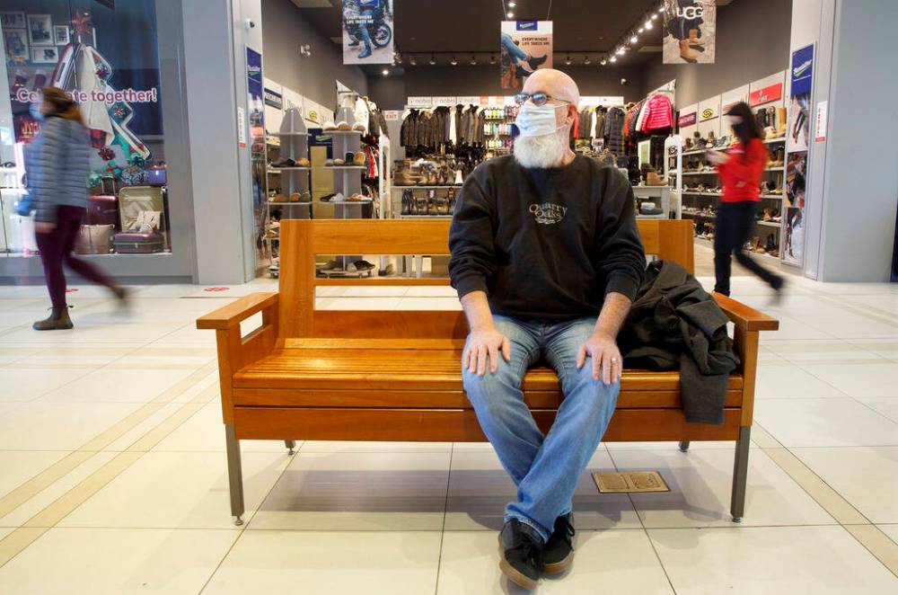 MIKE DEAL / WINNIPEG FREE PRESS Doug Touchette, in St. Vital Centre, has created an online version of the shopping mall, with Canadian-made products only. Doug Touchette created a virtual mall that sells Canadian-made products only. The Made in Canada Mall (madeincanadamall.ca) launched July 1 and has been averaging a few hundred “shoppers” a day, since then. What sets Touchette’s idea apart from other online directories and / or markets is that, at first glance, it looks exactly like a mall directory map you see at St. Vital Centre or wherever, indicating “you are here” and where the various stores are. It’s a mall footprint, made to look that way, as shoppers are familiar with that format. 211206 - Monday, December 06, 2021.