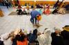 PRABHJOT SINGH / WINNIPEG FREE PRESS
At langar, food is served to devotees while they sit on the floor in a line, signifying the importance of equality.