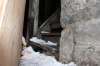 Plywood has been pulled back from the fire escape. (Ryan Thorpe / Winnipeg Free Press)
