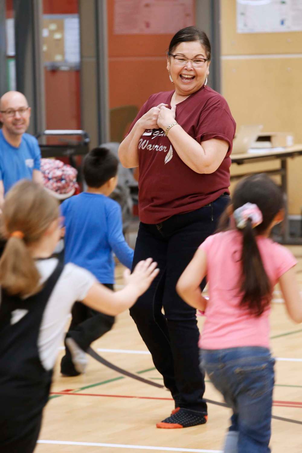 JOHN WOODS / WINNIPEG FREE PRESS
James smiles while playing games with the young powwow club participants.