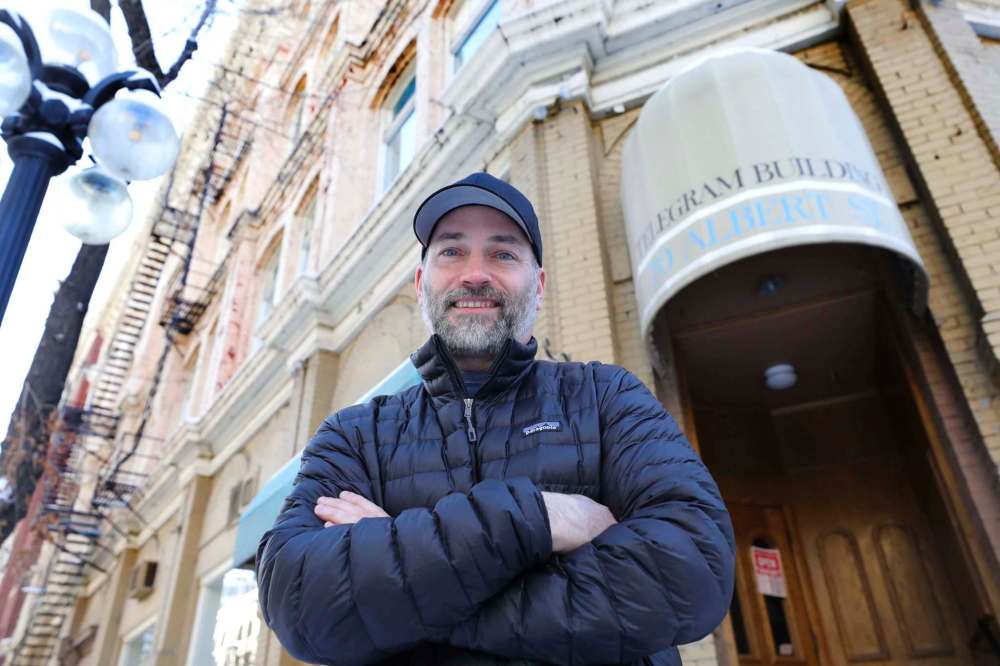 RUTH BONNEVILLE / WINNIPEG FREE PRESS
Chef Ben Kramer stands outside 70 Albert Street, where a 10-day pop-up dinner experience will be hosted in February.