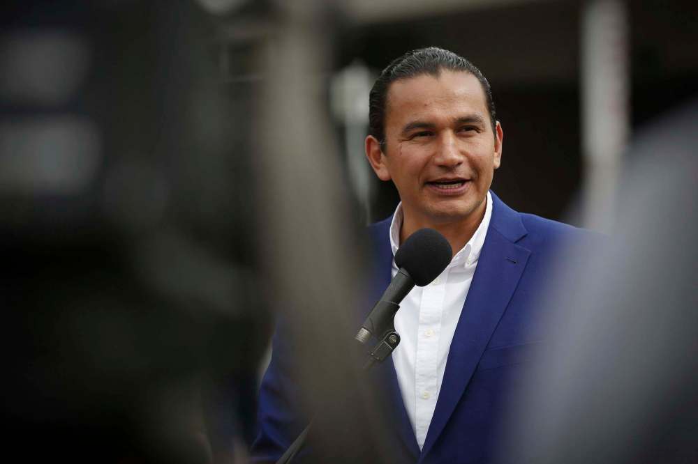 NDP Leader Wab Kinew introduced a private member’s bill in December that would, if adopted, give the Métis leader the honorary title of first premier of Manitoba. (John Woods / The Canadian Press files)