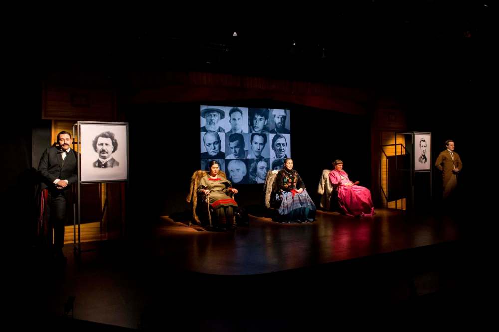 Dylan Hewlett photo
From left: John Cook (Louis Riel), Kelsey Katanan Wavey (Eugenia), Kathleen MacLean (Marie-Angelique), Elizabeth Whitbread (Cecilia) and Toby Hughes (Thomas Scott).