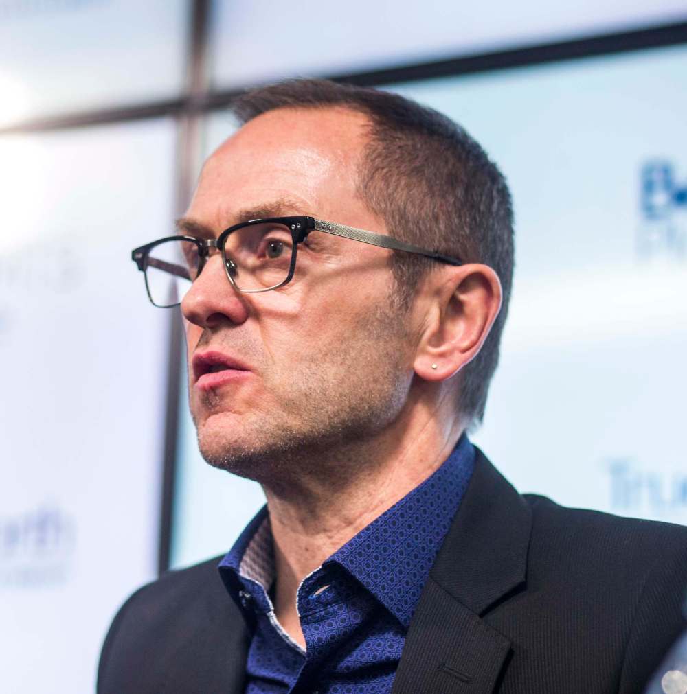MIKAELA MACKENZIE / WINNIPEG FREE PRESS
Kevin Donnelly, Senior Vice President of venues and entertainment at True North Sports + Entertainment, speaks to the media at Bell MTS Place in Winnipeg on Thursday.