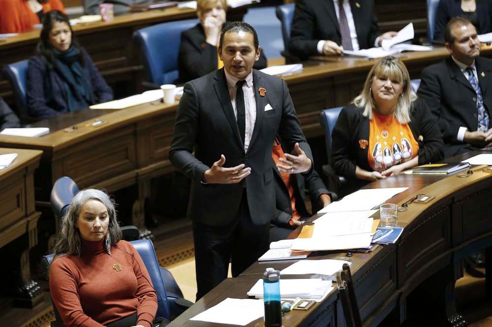John Woods / The Canadian Press
NDP Leader Wab Kinew used procedural tactics to delay introduction of the Tory government’s budget and other bills.