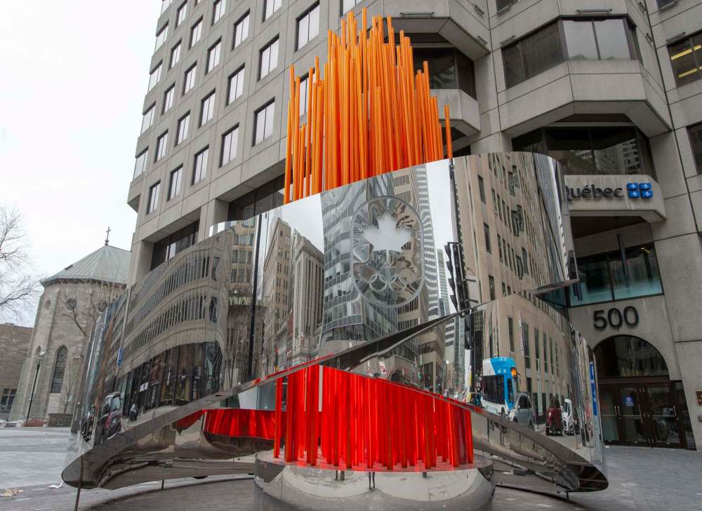 A sculpture of the Olympic flame in front of Canada House in Montreal. The Canadian Olympic Committee announced Canadian athletes will not compete at Tokyo 2020 Games due to COVID-19 risks. Ryan Remiorz / The Canadian Press)