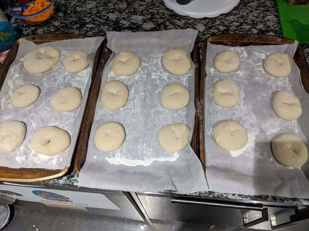 KORI PLESIUK PHOT
Plesiuk's sourdough bagels are getting ready for the oven.