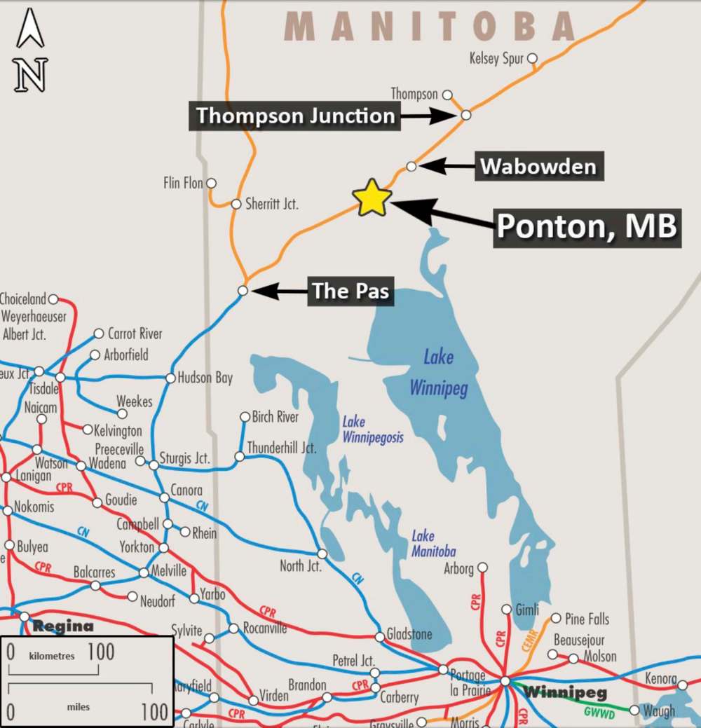 Canadian Railway Atlas with TSB annotations
The derailment happened south of Thompson.