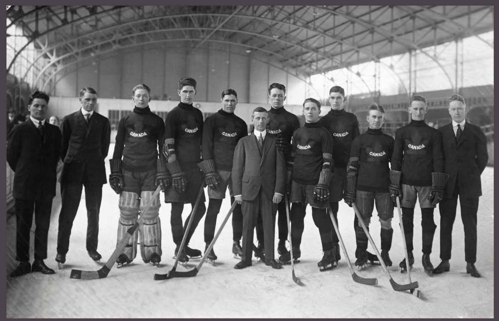 Manitoba Sports Hall of Fame & Museum Inc.
Team photo of the 1920 Winnipeg Falcons hockey team representing Canada at the Olympics in Antwerp, Belgium.