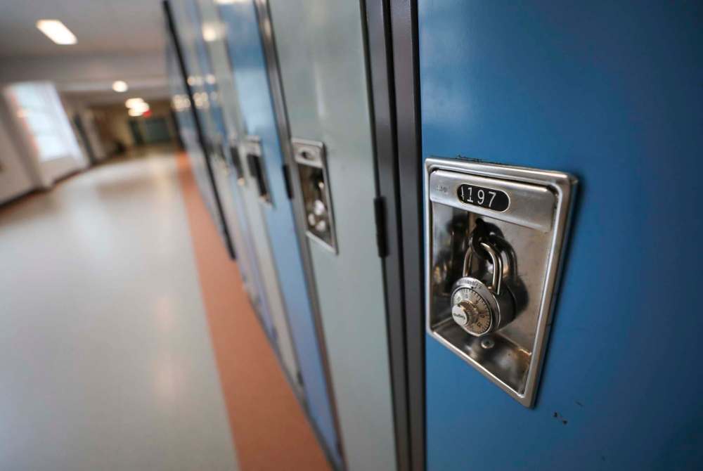 St. John's High School, like all the others in the province, is empty. (Ruth Bonneville / Winnipeg Free Press)