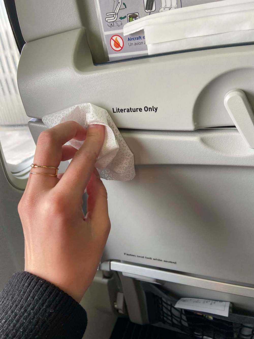 SARAH LAWRYNUIK / WINNIPEG FREE PRESS
As you board the plane, instead of a friendly welcome, a sanitizing wipe is thrust into your hand.
