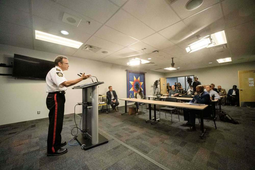 Mike Sudoma / Winnipeg Free Press
Winnipeg Police Chief Danny Smyth goes over the 2019 Annual Statistics Report during a press event Friday morning.