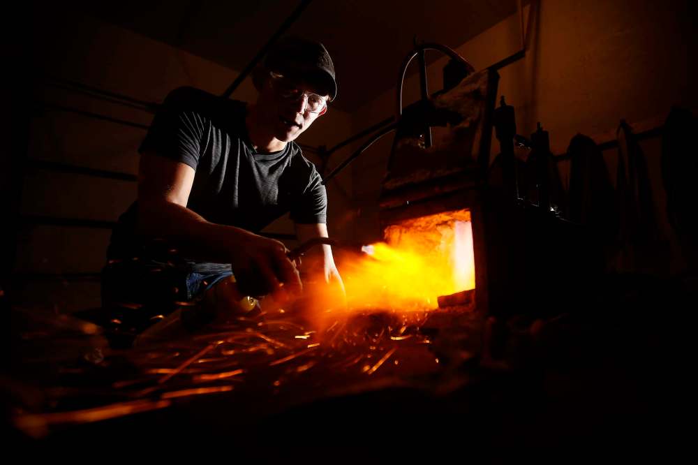 JOHN WOODS / WINNIPEG FREE PRESS
Fehr: ‘I was so excited at the ability to turn hard steel into anything I wanted. I showed that knife off to absolutely everybody I knew. I barely slept that week because I couldn’t stop thinking about what I was going to create next.’